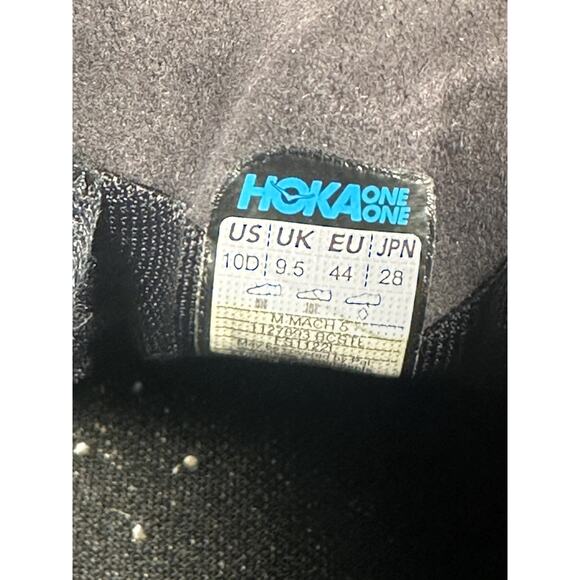 HOKA ONE ONE Mach 6 Men’s Size 10D Running Shoes Black White Lightweight Trainer - Picture 3 of 9